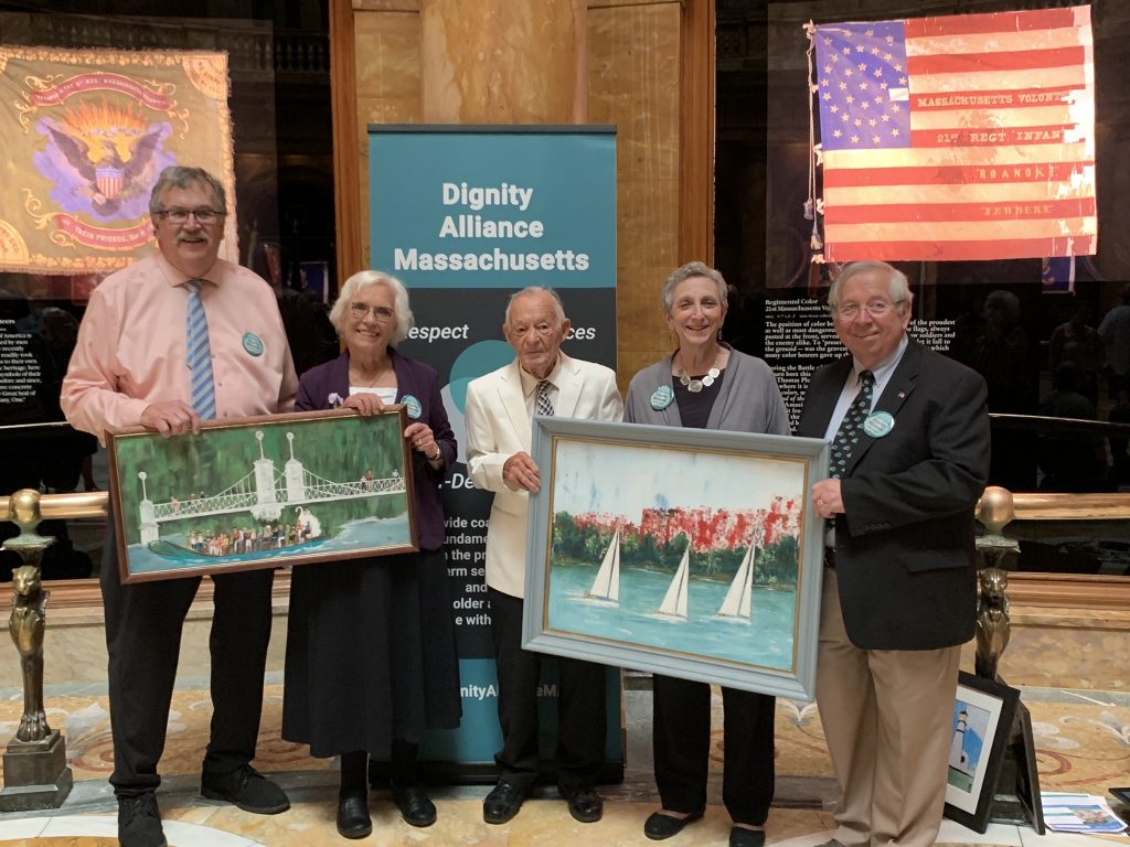 Paul Lanzikos, Senator Jehlen, Nino Lombardi (artist), Representative Balser and Senator Richard 