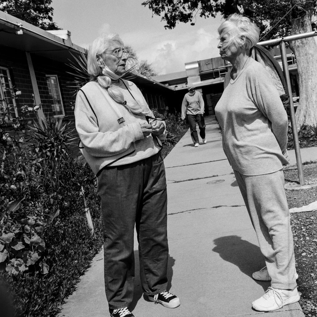 Christine Reynolds, 79, left, and Nancy Larios, 75, at the California Institution for Women in Chino.