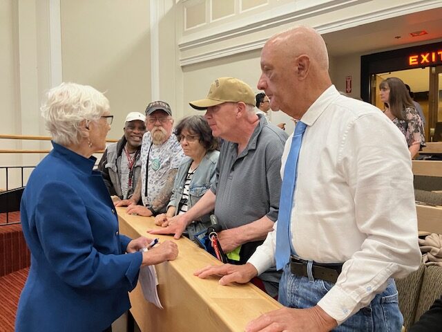 Senator Patricia Jehlen and residents of Hale House