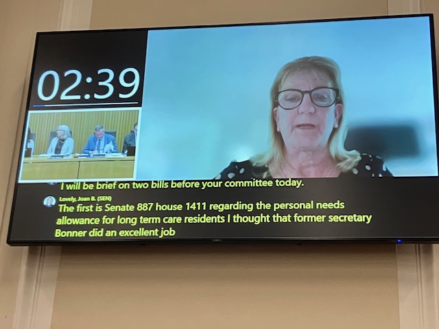 Senator Joan Lovely, Assistant Senate Majority Leader and sponsor of legislation to increase the Personal Needs Allowance